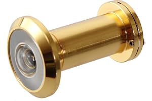 Schürberg Türspion mit Sichtschutz - Gold Optik - Bohrloch Ø 16mm - Spion für 37-58mm Türen - Hochwertige Echtglaslinse - Weitwinkel 200°