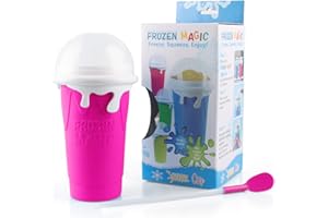 BINGGUNYO Magic Quick Frozen Smoothies Cup, Slushy Maker Cup, DIY Squeeze Ice Cup, Vaso Mágico para Smoothies Congelados Rápidos, Vaso para Hacer Granizados, Vaso Mágico Congelado (Rosa)