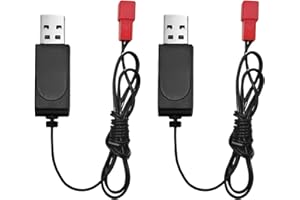 AMZZN 2PCS 3.7V USB Charging Cable with JST-2P Plug Connector Suitable for RC Cars, Ships, Drones, Gliders, Four-Axis Aircraft, and Helicopters 3.7V Lipo Battery Charging Cable