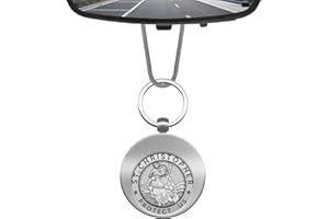‎ANWLKI Anwlki Heiliger Christophorus Auto Innenspiegel Anhänger Heiliger Christophorus Glücksbringer Medaillenanhänger Schutzpatron mit Abnehmbarer Aufbewahrung Schlüsselanhänger (Antikes Silber)