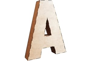 Wood Addicts Letras 3D de Madera de 58 cms. Kit a Montar. Abecedario Completo, para decoración Interior, Fiestas, Bodas, Aniversarios, bautizos, comuniones, etc... (A)