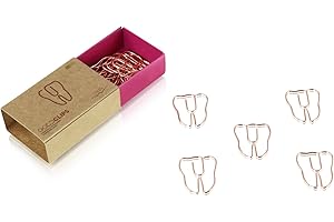 DESIGNMANUFAKTUR BERLIN GOLDCLIPS niedliche süße Deko Clips Büroklammern Heftklammern Lesezeichen Paperclip rose vergoldet in schöner Verpackung, Motiv Zahn/Tooth