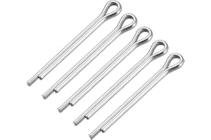 sourcing map Pasador de chaveta dividido - 4 mm x 35 mm Acero inoxidable 304 2 puntas Sujetador de tono plateado Llave de clip 5 piezas