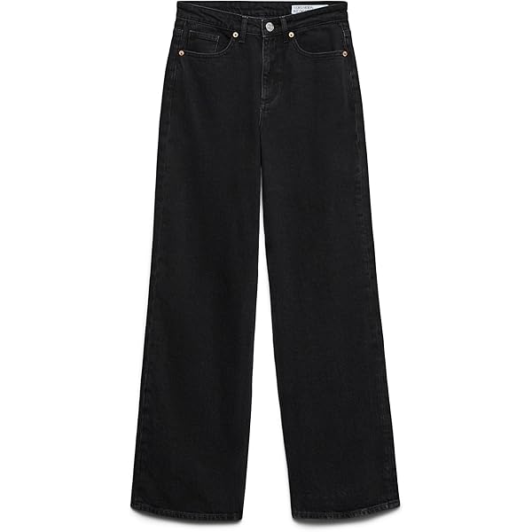Bestseller A/S Dames VMTESSA HR Straight RA118 GA NOOS jeans, zwart, 32/30, Schwarz, 32W x 30L