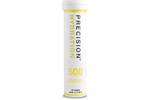 Precision Hydration Lite Electrolytes Tablets - Multi Strength Effervescent Hydration Tablet - Low Calorie, Gluten Free, Vegan/Vegetarian Friendly, Mild Citrus Flavour (500mg/l - Yellow, 1 Tube)