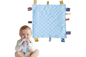 RUGBOL Taggy Blanket, Baby Taggy Comforter Tag Blanket Baby Comforter Toy Taggies for Babies for Newborn Boys (Blue)