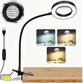 Akrobat Hareketli 5x B&uuml;y&uuml;te&ccedil;li Led Işıklı Masa &Ccedil;alışma Lambası -Klips Tipi-USB Kablolu