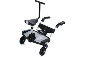 Fillikid Filliboard Wide SET inkl. Sitz, BuggyBoard nutzbar von 2-5 Jahre, Rollbrett Universell für alle gängigen Kinderwagen & Buggy, extra breites Trittbrett. Kiddyboard mit Zusatzsitz
