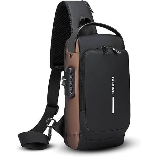 FLYNGO Sling Bag for Men Stylish Crossbody Backpack for Men & Women, Anti-Theft Chest Bag with USB Charging Port, Messenger Bags, Casual Shoulder Bag