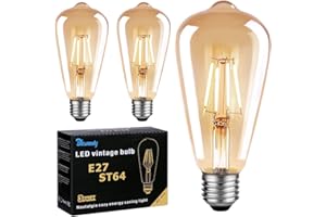 BLEWANDY Ampoule LED Edison E27, Ampoule E27 Vintage ST64 4W 400LM Equivalent Incandescente 40W, 2700K Blanc Chaud Rétro Filament Ampoule Edison Antique Lampe Décorative pour Restaurant Café Bar, Lot de 3