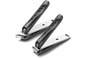 FERYES Set di 2 tagliaunghie in acciaio inox con lama curva e inclinata, per uomini e donne, colore tortora