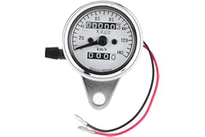 EVGATSAUTO Compteur Moto Universel Double Affichage (KM/H) - Compteur de Vitesse 12V avec Éclairage Nocturne - Odometre Digital pour Scooter, Custom, Roadster - Installation Facile - Résistant à l'Eau