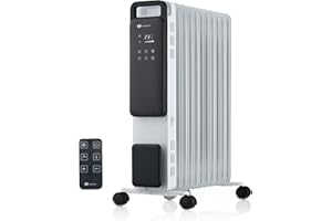 PureMate 2500W 11 Fin Oil Filled Radiator – Portable Electric Heater with Digital Screen, Touch Control, Eco Mode, Adjustable Thermostat, 3 Heat Modes, 24Hr Timer & Safety Protection