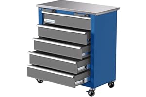 LARBANKE 5-Drawer Tool Chest,Tool Cabinet on Wheels with Keyed Locking System and Drawer Liners,Tool Chest with Link Buckle and can be Combined to Large Cabinet Set,for Warehouse,Garage, 05-C