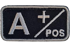 MateyCo Parche con Velcro grupo sanguineo bordado 5 cm x 2.5 cm para mochilas, chalecos, gorras (A POSITIVO)