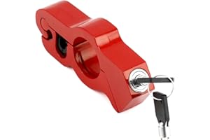 QWORK® Universal Motorcycle Handlebar Lock, Anti-Theft Grip Lock for Scooters, Motorbikes, Bike, Red, Adjustable & Portable