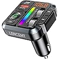 LENCENT Bluetooth 5.3 Car FM Transmitter, Adjustable Treble & Bass Sound Music Player Receiver, Wireless Radio Adapter with PD 20W & QC 3.0 Fast Charger, Hands-Free Calling, Siri Google Assistant