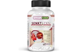 ‎HEALTHY FUSION Leistungsstarke Cholesterinbehandlung | Senkt und erhält einen gesunden und stabilen Cholesterinspiegel | Roter Hefereis, Coenzym Q10, Resveratrol, afrikanische Mango und Vitamin D | 60 Kapseln