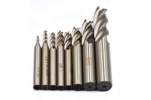 OUDTINZ 8Pcs End Mill Bits HSS CNC End Mill Cutter Drill Bits for Wood, Aluminum, Steel, Titanium, Straight 4