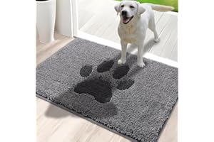 Oiilores Dirt Trapper Door Mat Indoor 60 x 90 cm, Non-Slip Washable Rug, Low-Profile Inside Doormats for Entryway, Super Absorbent Dog Mats for Muddy Paws, Grey