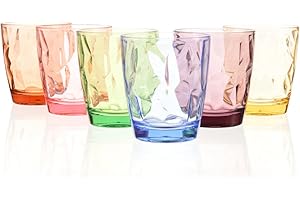YINJOYI 390ml Gobelets en Plastique Verres à Boire Ensemble pour Enfants Verres à Eau Verre de Table Réutilisable 6 Color