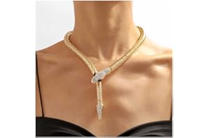 Cubahop Snake Pendente Choker Collane Bracciali Set Strass Collana Mano Catena Gioielli per le Donne e le Ragazze (Collana d'oro)