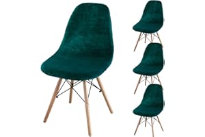 ‎JIANYANA jianyana Stuhlhussen 4er Set, Universal Velvet Stretch Stuhlbezug EsszimmerstüHlhussen Abnehmbarer Waschbarer Stuhlabdeckung（Flansch Grün）