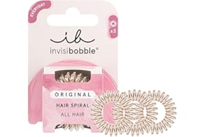 Invisibobble spiralne gumki do włosów Bronze Me Pretty Original x3 – guma do włosów zapobiegająca łamaniu – złota gumka do włosów – gumka do włosów dla kobiet