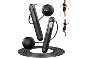 Flintronic Skipping Rope with Counter, Skip Rope with LED Display, Digital Wireless Jump Rope, Professional Ball Bearings & Non-Slip Handles, Adjustable Jump Rope for Women Men Adult Kids