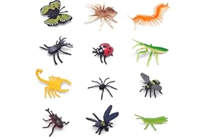 YUNHENTONG Animale Insetto, 12 PCS Insetti Finti, Animaletti per Bambini, Figure Gioco di Insetti, Giocattolo Modello Insetti, Insetti in Plastica per Bambini, Giocattoli Educativi per Bambini (C)