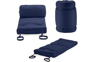 MATCHING BEDROOMS Ainsworth & Country Foldable Futon | Roll Out Outdoor Indoor Folding Sleepover Mattress Pad | Non Slip Bottom | Hypoallergenic | Back and Neck Support | Soft Touch (Navy Blue)