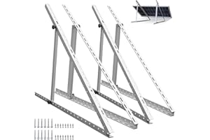 ECO-WORTHY 4 supporti per pannello solare, 114 cm, 45", in alluminio, per centrali elettriche da balcone, angolo regolabile, 0-90°, 100 W-800 W, set di fissaggio per tetto piatto, da parete, camper,