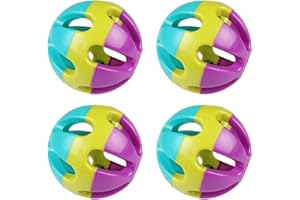 NA 4 Pcs Pet Parrot Toy Colorful Bird Bell Ball Plastic Ball with Bell for Hamster Cat Parrot Dog Rabbit Chase Game