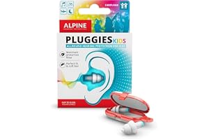 Alpine Pluggies Kids öronproppar för små hörselgångar – Brusreducerande öronproppar för barn 5–12 år – Multifunktionellt hörselskydd för flyg och simning – Hypoallergena, återanvändbara filterproppar