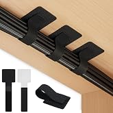 SWKJ 50 Pcs Self Adhesive Cable Organizers Under Desk Cable Organizer, with Adjustable Nylon Buckle, Reusable Cable Organizer