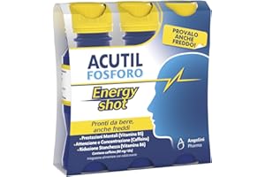Acutil Fosforo Energy Shot, Integratore Alimentare con Caffeina, L-Taurina, Vitamine B5 e B6, Contribuisce a Migliorare Attenzione e Concentrazione e a Ridurre la Stanchezza, 3 Flaconi da Bere