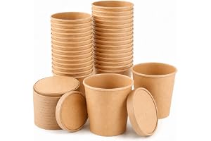 MUXHEL 50 stycken 780 ml (26 OZ) pappersmuggar med lock för glass