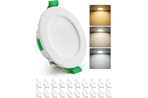 HOMEOW Spot LED Encastrable Salle de Bain 4W, Trou 55mm - 68mm Spots de Plafond Extra Plat, Blanc Chaud 2700K Neutre 4000K Froid 6000K Reglable, IP44 Etanche, Lot de 20