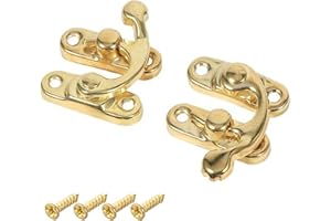 ZEACCT 2 Mini Loquets À Mousqueton, Loquets À Bras Oscillant Droits, Loquets À Crochet Droits Antiques Avec Tendeurs Pour Boîtes À Bijoux En Bois, Boîtes de Rangement de Bijoux (Or)