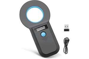 WOWFAST Haustier ID Lesegerät, Bluetooth Chiplesegerät für Tiere, RFID Mikrochip Lesegerät 134,2 kHz 125 kHz mit Helligkeit OLED Anzeige 128 Stück Tag Informationsspeicher, ISO11784/85/HFDX-B/EMID