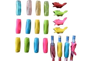 HONONWII Pencil Grips, 16pcs Pencil Grips for Kids Handwriting, 3 Styles Finger Grip Holder Posture Correction