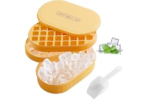 Owelth Stampo Ghiaccio Silicone, 2-Strati Stampi Ghiaccio con Coperchio, 72 Cubetti Forme Ghiaccio, Impilabile Senza BPA Contenitore per Ghiaccio per Cocktail, Whisky, Bevande, Caffè, Bambini