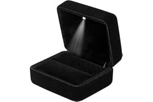 GBYAN Velvet Ring Box with LED Light Jewelry Display Gift Box for Proposal,Engagement, Wedding