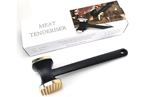 DHYLRICHER Kitchen Meat Tenderizer,Heavy Duty Manual Hammer Mallet Tool,Meat Hammer Used for Steak, Chicken, Fish (Golden)