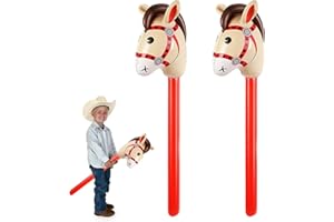 XIANSHI 2 Stück Hobby Horse,Steckenpferd,für Kinder Pferde,Stockpferd Aufblasbaren Aufblasbares,Hors Bastelset Hobbyhorse,Horsing Pferd Pferdekopf,Pferdespielzeug Steckenpferde Steckpferd Stick 100*26 mm