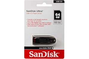 SanDisk Ultra 64GB, USB 3.0, Flash Drive, Upto 130MB/s R, Pendrive, Black, 5Y Warranty (SDCZ48-064G-I35)