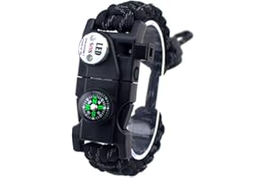 MANSWILL Adjustable Survival Bracelet, 7 Core Paracord 20 in 1 Emergency Sports Wristband Gear Kit with Waterproof LED SOS Light, Compass, Rescue Whistle, Fire Starter Multi-tool for Wilderness Adventure