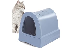 PETGARD Bac à litière pour chat avec tiroir - Avec rabat basculant - Avec filtre - Avec pelle - Bleu