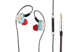 Linsoul 7Hz Salnotes Zero HiFi 10mm Dynamic Driver in-Ear Ear EEM con diafragma de Metal Compuesto de Acero Inoxidable Faceplate Desmontable 2Pin OFC Cable (Azul, con micrófono, 3,5 mm)