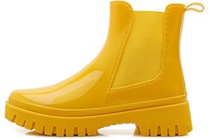 Jesindr Wellies Women, Waterproof Wellington Boots for Ladies, Stylish Keep Warm Ankle Rubber Boots, Short Chelsea Welly Boots